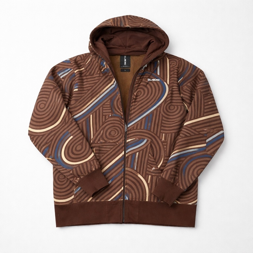 Billabong Brown and Blue Zip-Up Sweater